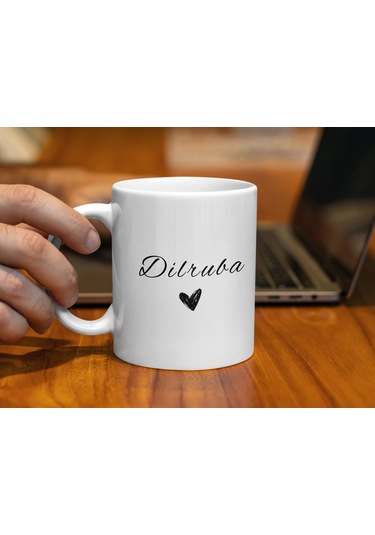 Dilruba İsimli Kupa Bardak, İsimli Bardak, Hediye Kupa Bardak, Kahve Kupa Bardak Beyaz