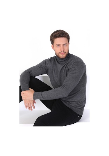 Ferraro Antrasit Balıkçı Yaka Pamuk Kazak Antrasit