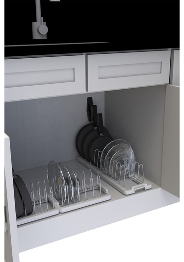 Fin Dolap Içi Tencere Kapak Tutucu Beyaz Çok Renkli