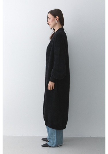 Siyah Boydan Uzun Triko Hırka - 251015 Siyah