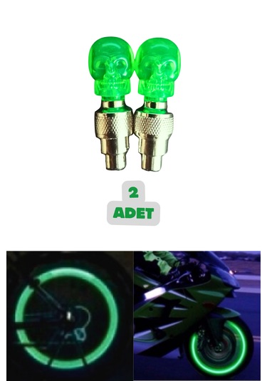 2 Adet Yeşil Renk Hareket Sensörlü Led Işıklı Sibop Kafatası