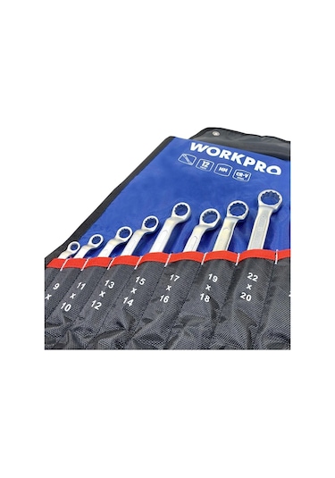 Workpro Wp202510 6-32mm 12 Parça Cr-v Profesyonel İki Ağızlı Yıldız Anahtar Takımı + Bez Taşıma Kılıfı
