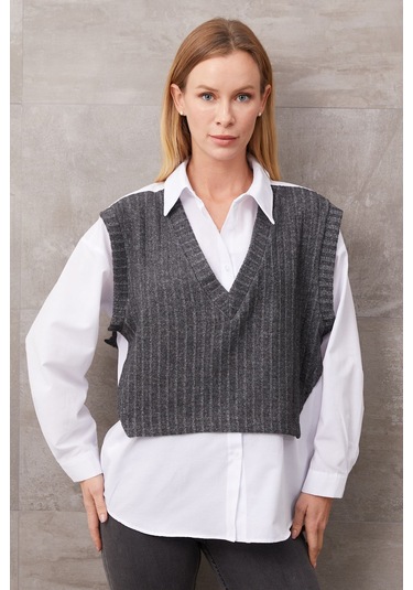 Dparis Süveter Detaylı Gömlek