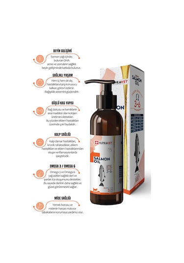 Supravet Salmon Oil Cats And Dogs 200 ML Doğal Kedi Köpek Norveç Somon Yağı