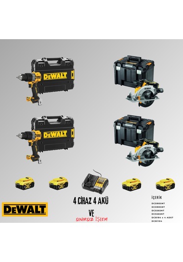 Dewalt DCD805NT+ DCD805NT+ DCS565NT+ DCS565NT 4 Adet 5 Amper Akü + Şarj Aleti Set