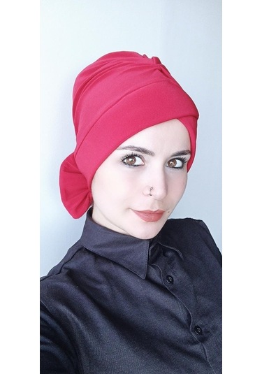 Kadın Tesettür Bone Fiyonklu Kırmızı Kırmızı