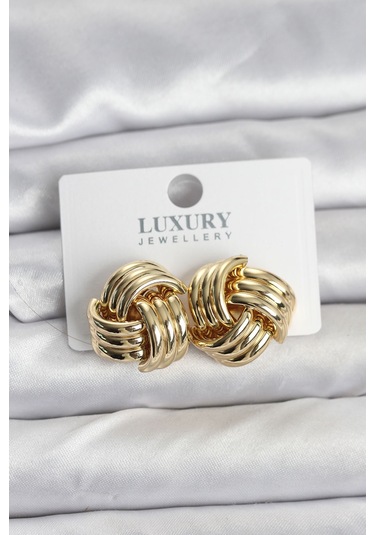 Pirinç Sarmal Gold Renk Kadın Küpe Çok Renkli