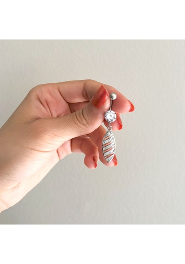 Ferizz 316l Çelik Zirkon Taşlı Piercing Prc-132 Gümüş