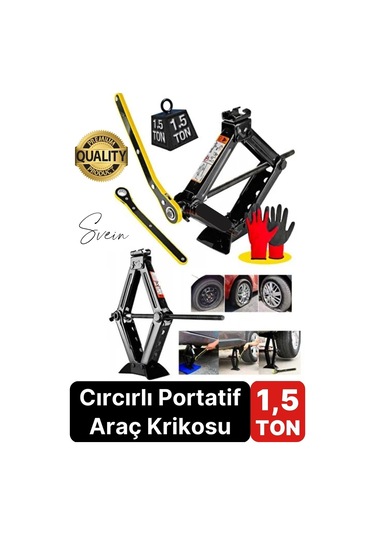 Dayanıklı Araba Kaldırma Akordiyon Tip Makas Cırcır Kollu 1.5 Ton Bijon Anahtarlı Otomobil Kriko Set