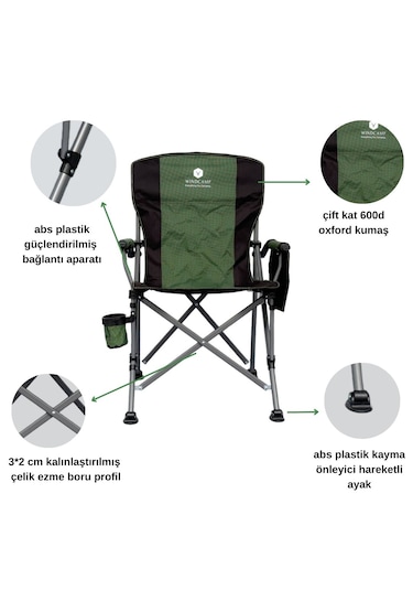 Katlanır Kamp Sandalyesi Lux - Yeşil