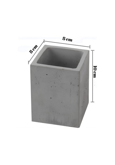 Beton Kalemlik 3 Lü Set Modern Dekoratif Organizer, Vazo, Saksı, Diş Fırçalık Çok Frenkli