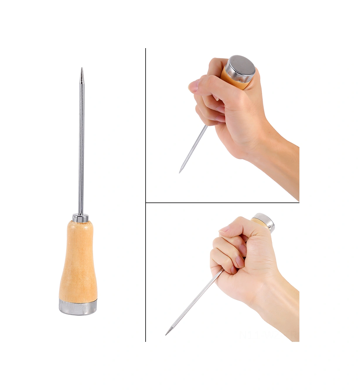 Wezone Ahşap Saplı Paslanmaz Çelik Buz Çakısı - Buz Bloklarını Kolay Böl, Soğutucuda Temizlik, Güvenli Tutuş Diğer