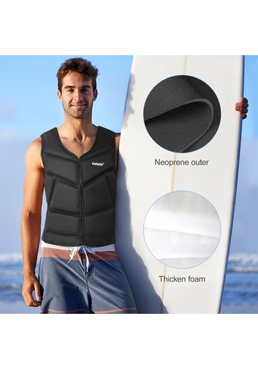 Konesam Xl Gri Siyah Kenar Çocuklar İçin Neopren Kayaklama Sualtı Yüzme İçin Hafif Kurtarma Yeleği