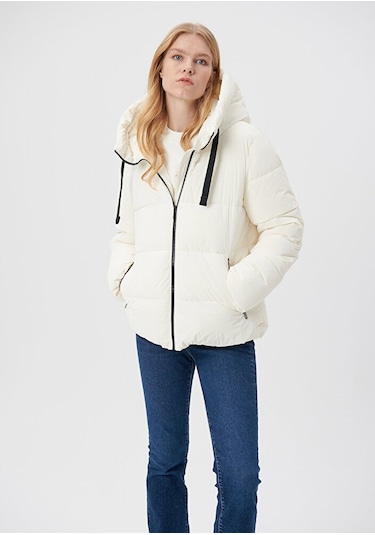 Mavi - Kapüşonlu Beyaz Şişme Mont 1110043-83043 Beyaz