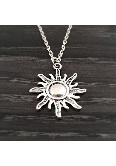 Herşey Nota Güneş Kolye Kadın Erkek Örme Zincir