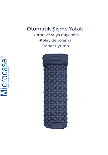 Pompasız Şişebilen Tek Kişilik Şişme Outdoor Kamp Yatağı Al4525 Mavi