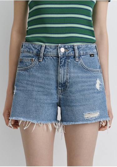 Mavi - Rosie 90lar Yırtıklı Açık Mavi Jean Şort 1447487077 Mavi