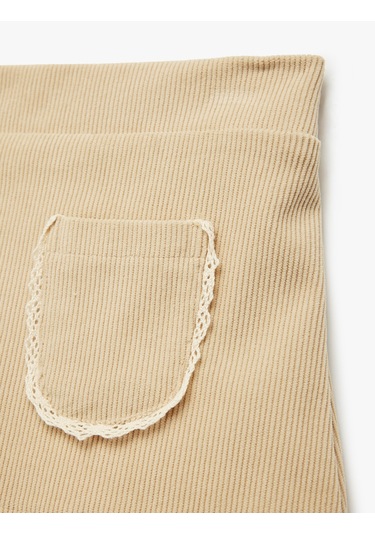 Koton Beli Lastikli Cep Detaylı Dokulu Etek Bej 6wmg70007ak Ekru