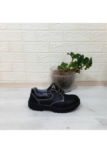 Newkamp Siyah Çelik Burun Bağacaklı Hakiki Deri İş Güvenlik Ayakkabı Siyah