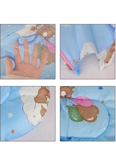 Katlanabilir Bebek Cibinlik Sineklik Seti, 92 cm - Mavi