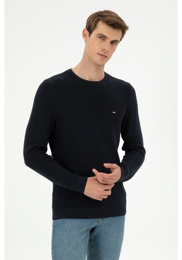 U.S. Polo Assn. Erkek Slim Fit Bisiklet Yaka Lacivert Basic Kazak 50298282-VR033 U.S. Polo Assn. Erkek Slim Fit Bisiklet Yaka Lacivert Basic Kazak 50298282-VR033