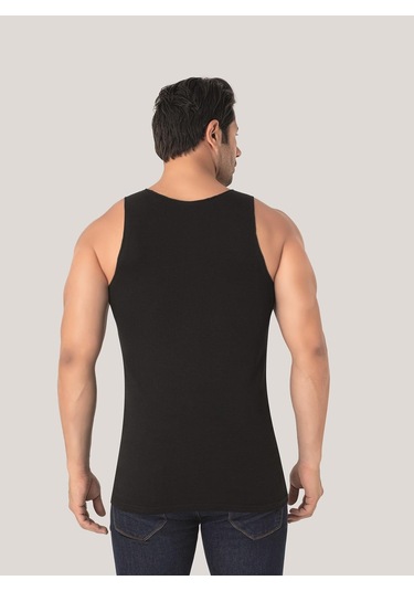 Erkek Görünmez Atlet Hayalet Atlet Siyah %100 Pamuklu 3'lü Paket Siyah