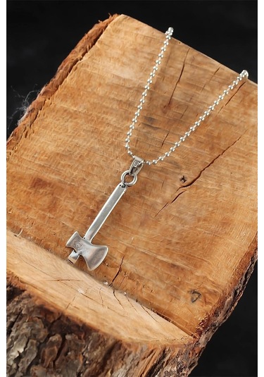 Moco Gümüş Renk Balta Erkek Kolye Çok Renkli