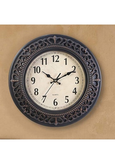 Goldenqian 10 Inç Sessiz Retro Kuvars Saat Dekoratif Duvar Saati Dru65e Siyah