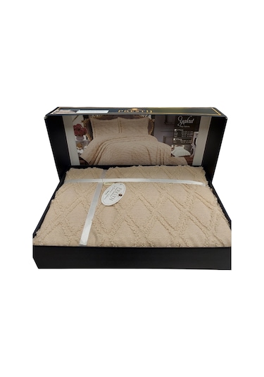 Prestij Puffy Yakut Çift Kişilik Yatak Örtüsü, Pike Örtüsü-kahve Kahve