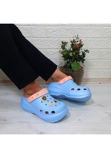 Sonimix 16001 Bebemavisi-pudra Kalın Tabanlı Taşlı Kadın Terlik 001