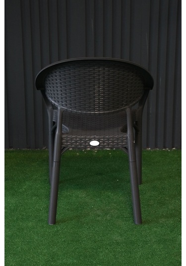 Alezy Bambu Rattan Kollu Koltuk 6 Adet Antrasit