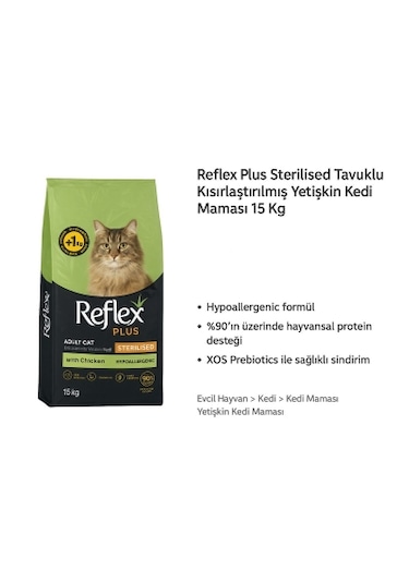 Reflex Kısırlaştırılmış Tavuklu Kedi Maması 15+1 Kg