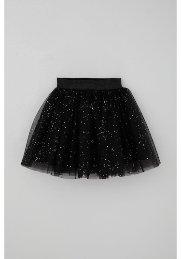 Breeze Kız Çocuk Tütü Etek Sim Detaylı 5-10 Yaş, Siyah Siyah