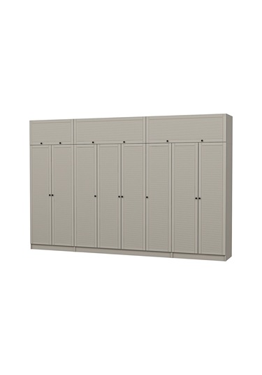 Kale 8 Mebran Panjur Kapaklı 2 Çekmeceli Dolap Ve Yüklük Kumtaşı 235cm Bej