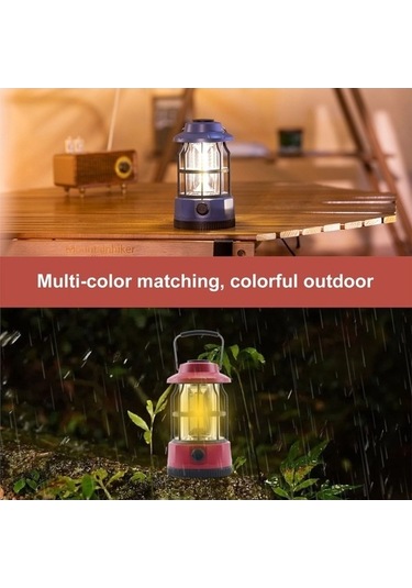 Ulzyvf Yürüyüş Suya Retro Led Kulp Kırmızı, Dayanıklı Cob Çadır Işığı, Acil Vk Fener Kırmızı