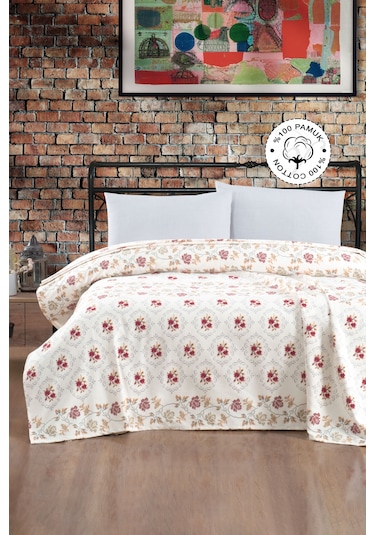 Vionel Home Kanaviçe 8 Farklı Desenli Pamuklu Çift Kişilik Baskılı Pike Çok Renkli