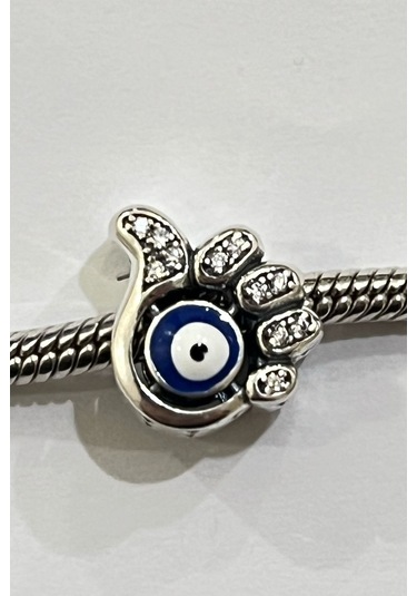 Taşlı Nazar El Baş Parmak Charm Gümüş