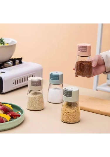 Mutfak Tuz Ve Karabiber Öğütücüler Hassas Kantitatif İtmeli Tip Baharatlık İtmeli Tip Tuzluk Baharatlık Sızdırmaz Pembe