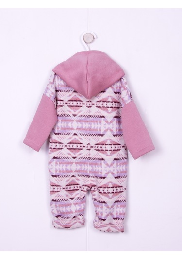 Aydodo Pembe Etnik Desen Kapşonlu Bebe Tulum Pembe