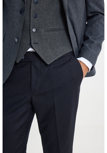 Ac&Co / Altınyıldız Classics Erkek Antrasıt Slim Fit Dar Kesim Mono Yaka Kaz Ayağı Desenli Kapak Cepli Yelekli Takım Elbise Antrasıt Antrasit