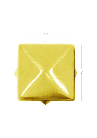 Süs Tırnaklı Altın Renk Çakma Kare Piramit 7 Mm 20 Adet Metal Trok