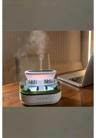 Leerfei 286 Yağmur Damlası Aroma Difüzör, 6 Renk Işıklı Hava Nemlendirici Ve Dinlendirici Sesler