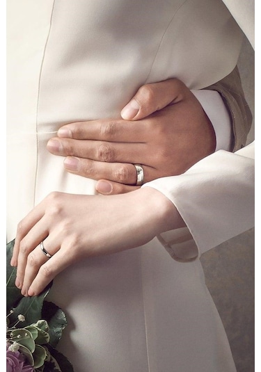 8 Mm Bombeli Gümüş Çift Alyans Söz Yüzükleri Tektaş Hediye Wr23