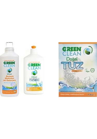 U Green Clean Bulaşık Makinesi Bitkisel Jel Deterjan 1 L + Parlatıcı 500 ML + Tuz 1500 G