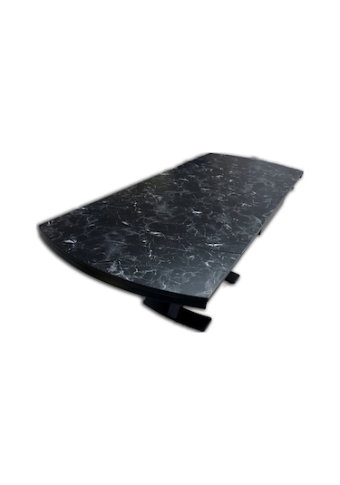 Masa X AYAK Model Metal Siyah Fırın Boya Dikdörtgen Kelebek Yan Açıl Siyah mermer Tabla Elyapım