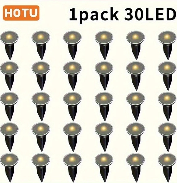 Trendooze Sunshine022 Güneş Enerjili Bahçe Yol Lambası 30 Led 25 6ft Sıcak Işık 30lu Çim Aydınlatma Sıcak Işık