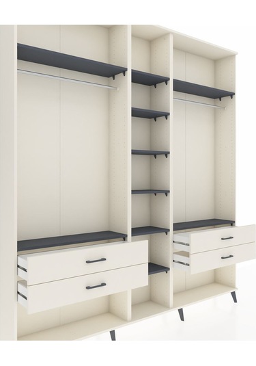 Arges Dolap 10 Raflı 4 Çekmeceli 2 Askılı 220x30x243 Aytaşı-antrasit/aytaşı Antrasıt/aytası