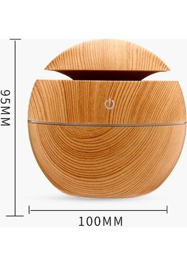 Novahub Ahşap Dokulu Mantar Nemlendirici & Aromaterapi Cihazı - Usb Şarjlı, 130ml Kapasite, Kahverengi/kahve, 100x100x95mm