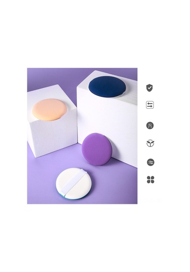 Samdoo 12 Adet Mor Makyaj Spons Seti - İki Kullanıma Uygun Kuru/ıslak - Nemli Malzeme - Hassas Cilt Dostu - Ev & Seyahat İçin