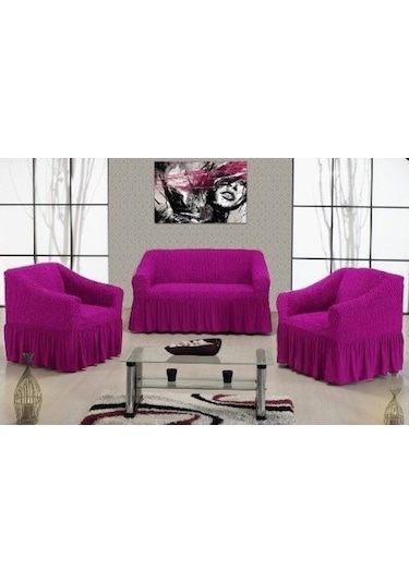 Altınkoza Petek Dokuma Koltuk Örtüsü Std Takım(3+2+1+1)-Mürdüm